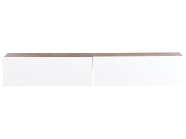 Veggmontert TV-benk Hvit Brun 2 skap TV opptil 70ʺ Minimalistisk design Stue Mediabenk Mediamøbler