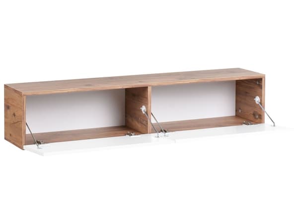 Veggmontert TV-benk Hvit Brun 2 skap TV opptil 55ʺ Minimalistisk design Stue Mediabenk Mediamøbler
