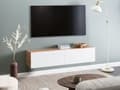 Miniatyrbilde 2 av 9: Veggmontert TV-benk Hvit Brun 2 skap TV opptil 55ʺ Minimalistisk design Stue Mediabenk Mediamøbler