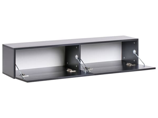 Veggmontert TV-benk Svart 2 skap TV opptil 55ʺ Minimalistisk design Stue Mediabenk Mediamøbler