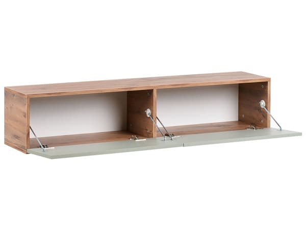 Veggmontert TV-benk Lysegrønn Brun 2 skap TV opptil 55ʺ Minimalistisk design Stue Mediabenk Mediamøbler