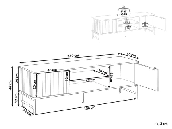 TV-benk Svart MDF 140 x 40 cm Oppbevaringshylle Sideboard Kabelhåndtering Moderne