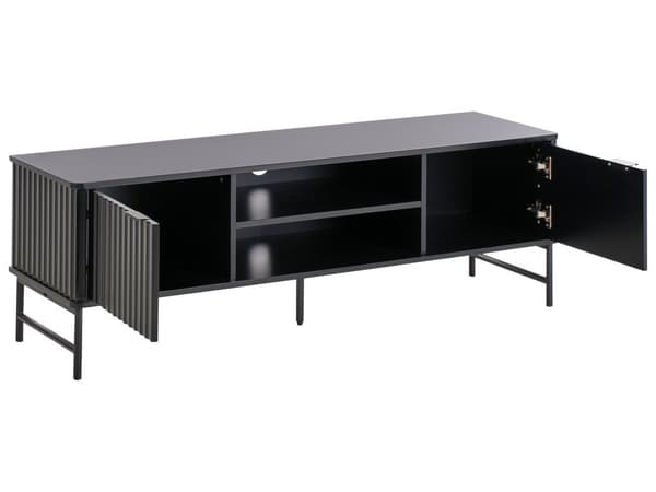 TV-benk Svart MDF 140 x 40 cm Oppbevaringshylle Sideboard Kabelhåndtering Moderne