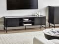 Miniatyrbilde 2 av 11: TV-benk Svart MDF 140 x 40 cm Oppbevaringshylle Sideboard Kabelhåndtering Moderne