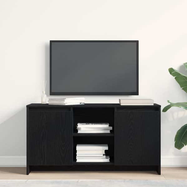 TV-bänk svart ek 102x37,5x52,5 cm konstruerat trä