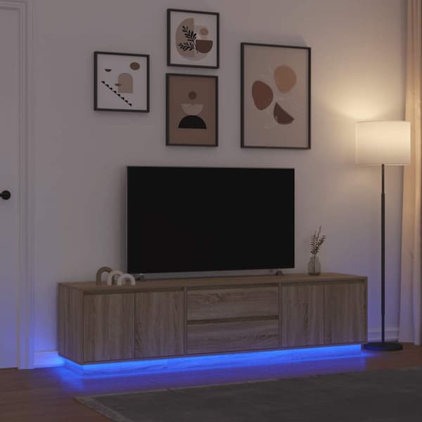 TV-bänk med LED-lampor sonoma ek 193,5x41x50 cm