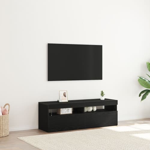 TV-bänk med LED svart ek 120x35x40 cm konstruerat trä
