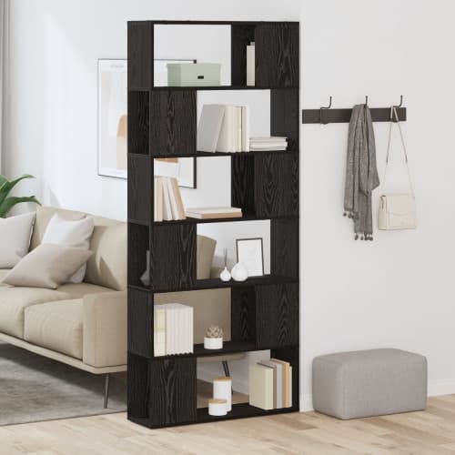 Bokhylla svart ek 80x24x186 cm konstruerat trä