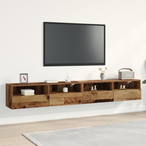 TV-väggskåp 2 st återvunnet trä 100x30x30 cm konstruerat trä