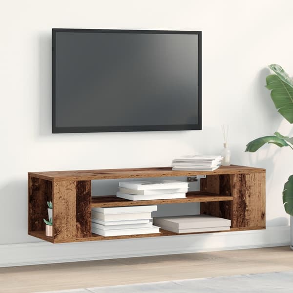 Väggmonterat TV-skåp i gammalt trä 100x30x26,5 cm av konstruerat trä