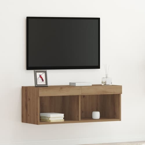 TV-väggskåp med LED-belysning artisan ek 80x30x30 cm