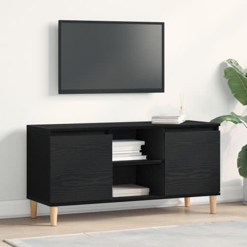 TV-bänk med träben svart ek 102x35x50 cm