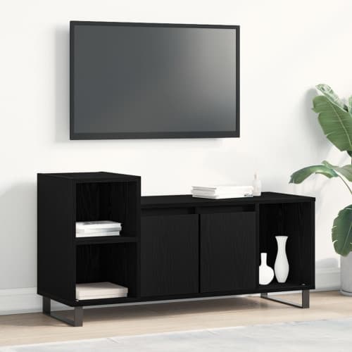 TV-bänk Svart Ek 100x35x55 cm Konstruerat trä