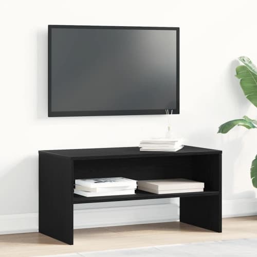 TV-bänk svart ek 80x40x40 cm konstruerat trä