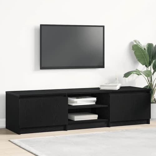TV-bänk svart ek 140x40x36 cm konstruerat trä
