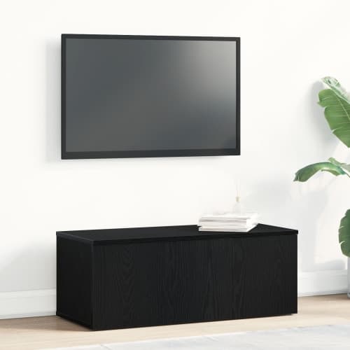 TV-bänk Svart Ek 80x34x30 cm Gjord av Trä