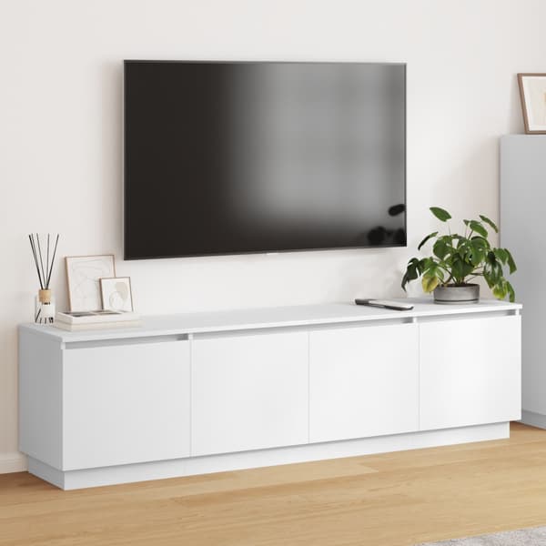 TV-bänk med LED Vit 180x38x49 cm Konstruerat trä