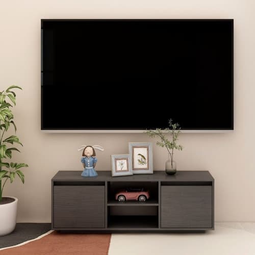 Tv-bänk grå 110x30x40 cm massiv furu