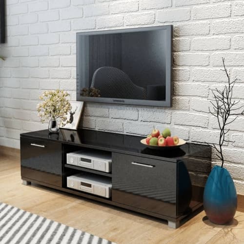 Tv-bänk högglans svart 120x40,5x35 cm