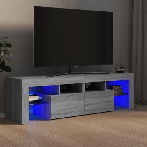 Tv-bänk med LED-belysning grå sonoma 140x36,5x40 cm
