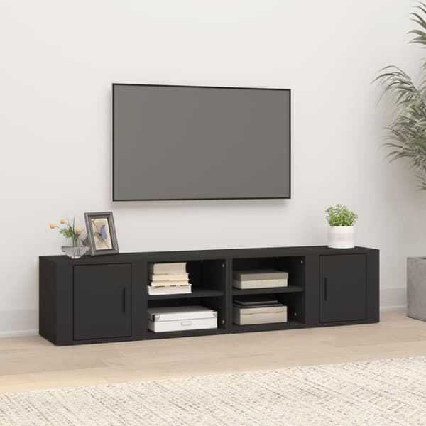 Tv-bänk 2 st svart 80x31,5x36 cm konstruerat trä