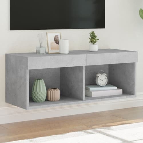 Tv-bänk med LED-belysning betonggrå 80x30x30 cm