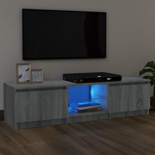 Tv-bänk med LED-belysning grå sonoma 140x40x35,5 cm