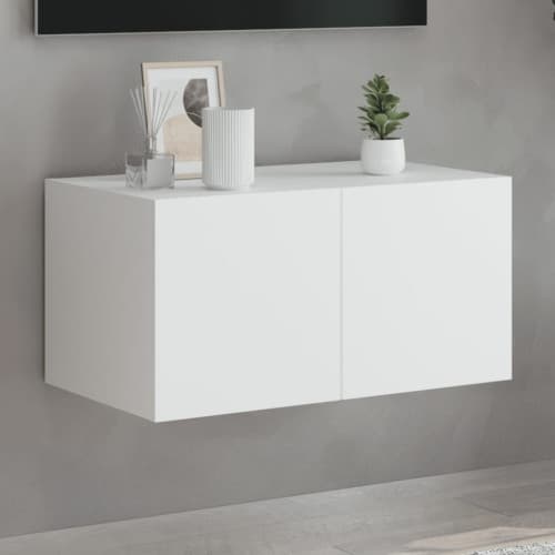 Väggmonterad tv-bänk LED vit 60x35x31 cm