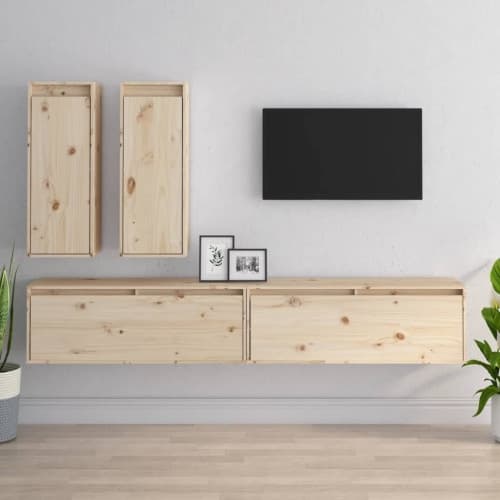 Tv-bänk 4 st massiv furu
