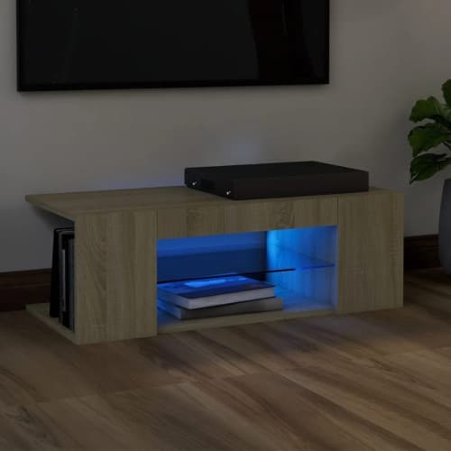 TV-bänk med LED-belysning sonoma-ek 90x39x30 cm