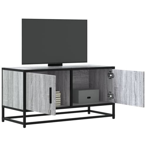 Tv-bänk grå sonoma 80x34,5x40 cm konstruerat trä och metall