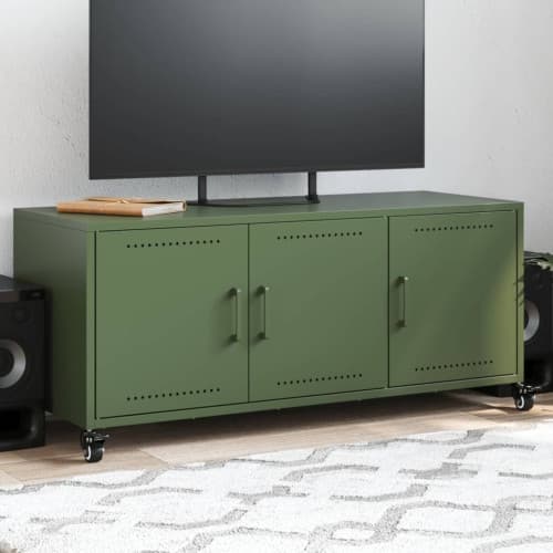 Tv-bänk olivgrön 100,5x39x43,5 cm stål