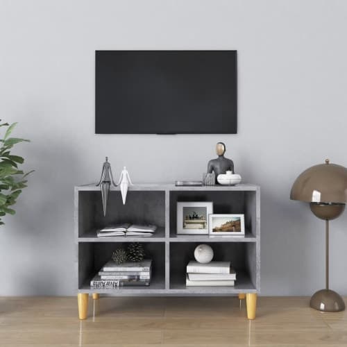 TV-bänk med massiva ben grå 69,5x30x50 cm