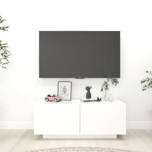 Tv-bänk vit 100x35x40 cm konstruerat trä