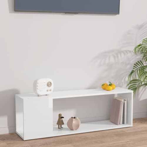 Tv-bänk vit högglans 100x24x32 cm konstruerat trä