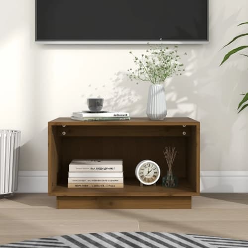 Tv-bänk honungsbrun 60x35x35 cm massiv furu