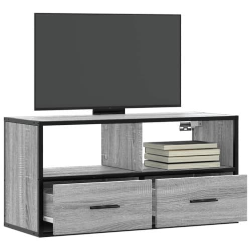 Tv-bänk grå sonoma 80x31x39,5 cm konstruerat trä och metall