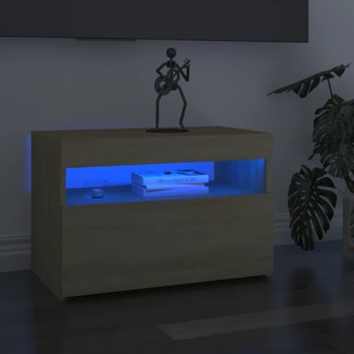 TV-bänk med LED-belysning 2 st sonoma-ek 60x35x40 cm