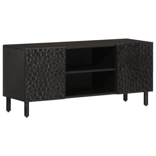 Tv-bänk svart 105x33x46 cm massivt mangoträ