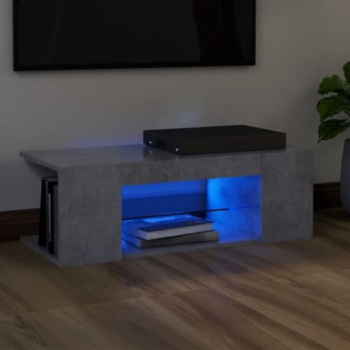 TV-bänk med LED-belysning betonggrå 90x39x30 cm
