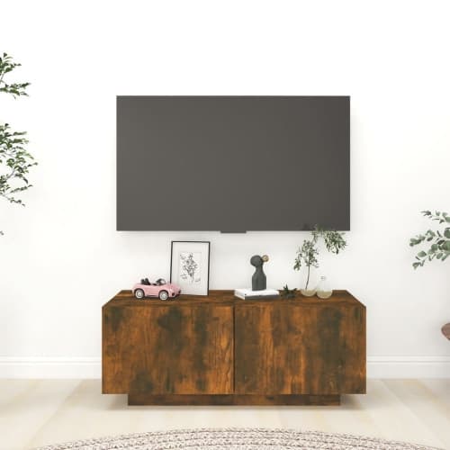 Tv-bänk rökfärgad ek 100x35x40 cm konstruerat trä