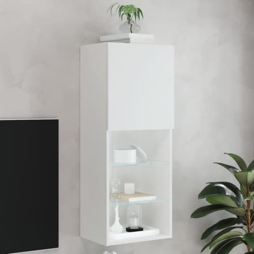 Tv-bänk med LED-belysning vit 40,5x30x102 cm