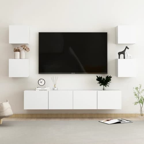 Tv-skåp 6 delar vit konstruerat trä