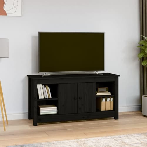 Tv-bänk svart 103x36,5x52 cm massiv furu