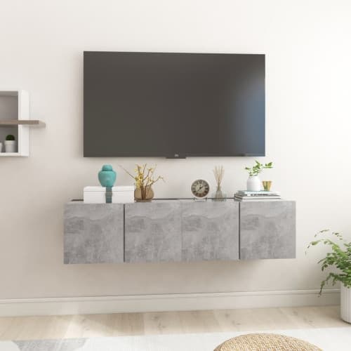 Hängande TV-skåp 2 st betonggrå 60x30x30 cm