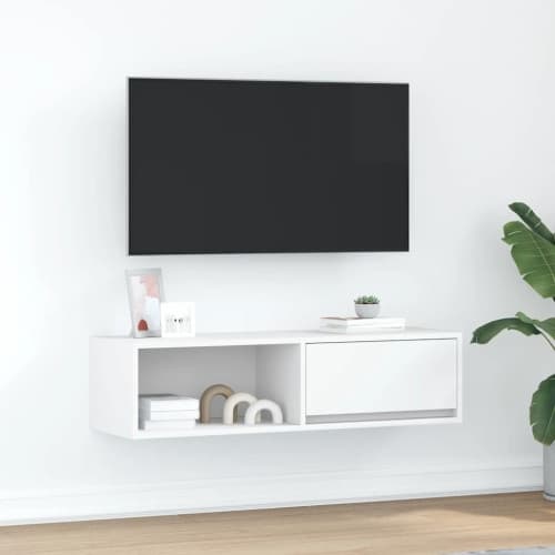 TV-bänk vit 100x31x25,5 cm konstruerat trä