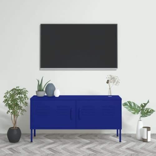 Tv-bänk marinblå 105x35x50 cm stål
