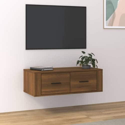 Hängande tv-skåp brun ek 80x36x25 cm konstruerat trä
