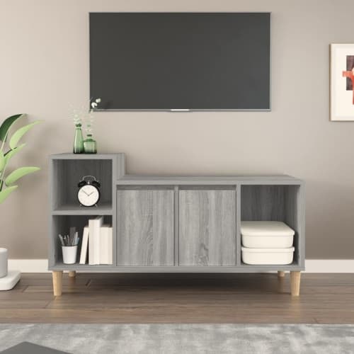 Tv-bänk grå sonoma 100x35x55 cm konstruerat trä
