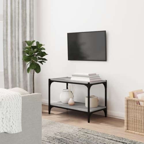 Tv-bänk grå sonoma 60x33x41 cm konstruerat trä och stål